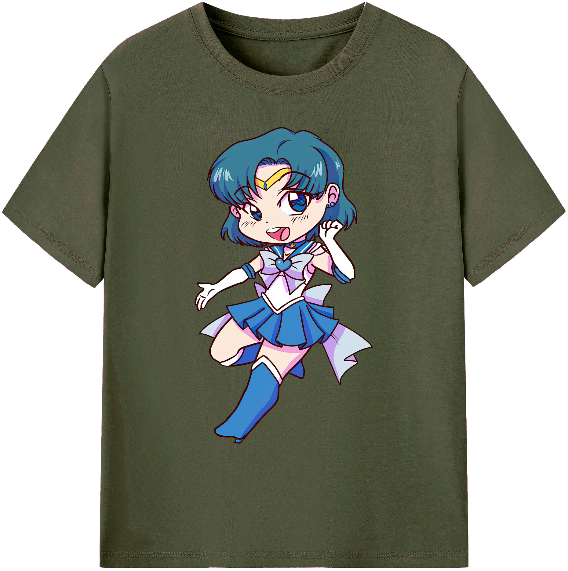 （画像用） 美少女戦士セーラームーン 水野 亜美 みずの あみ Sailor Moon Mizuno Ami 綿100％ メンズ半袖Tシャツ｜肌触りやわらか＆通気性